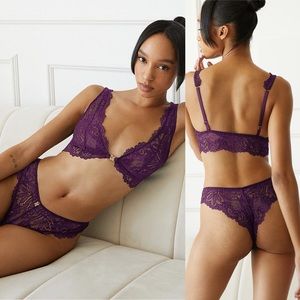 SAVAGE x FENTY lace bralette and panty set NWT XS